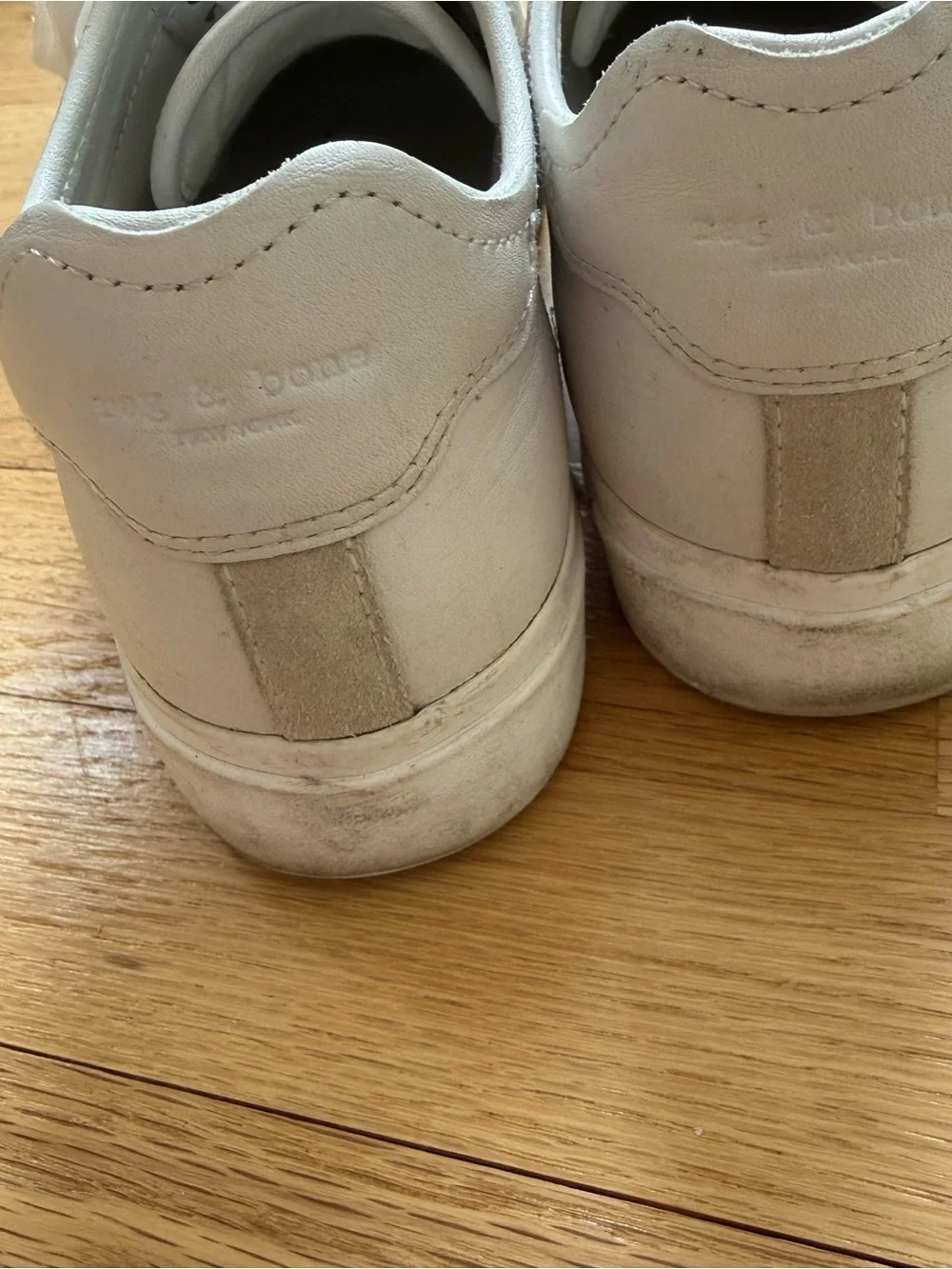 Rag & Bone Women’s White Leather Sneakers With Suede Trim, Size 8.5